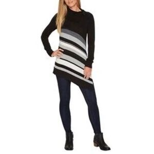 SMARTWOOL Cascade Valley Asymmetric Tunic Sweater Merino Wool Knit Stripe Size M